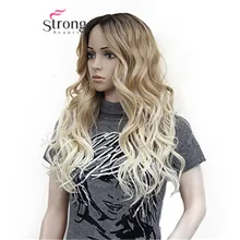 StrongBeauty термостойкий длинный блондин Омбре волнистый маленький кружевной передний длинный парик