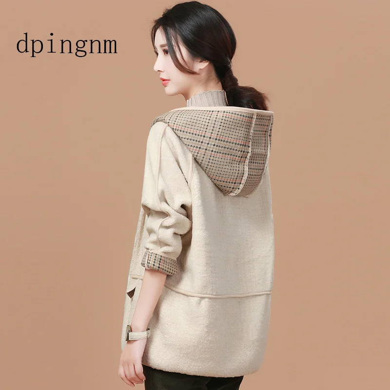 

1 colors m-XL Casual Women Woolen teddy Coat womens 2018 Winter solid color Loose Female thicking Wool Blends coat (Q8010)