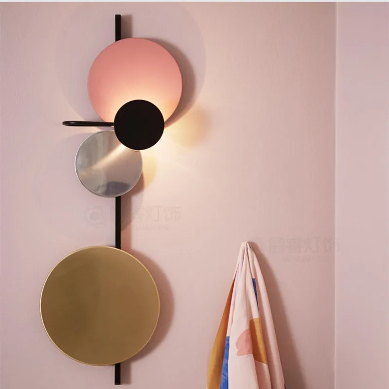  Nordic Loft Multicolor Metal Round Circle Led Wall Lamp Art DIY Style Planet Led Wall Scones Hotel  - 32949383522