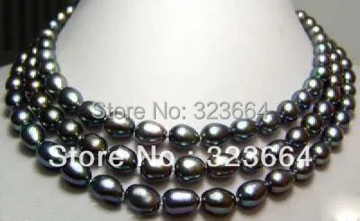 

Fashion 3 Strands Black Freshwater Pearl Necklace