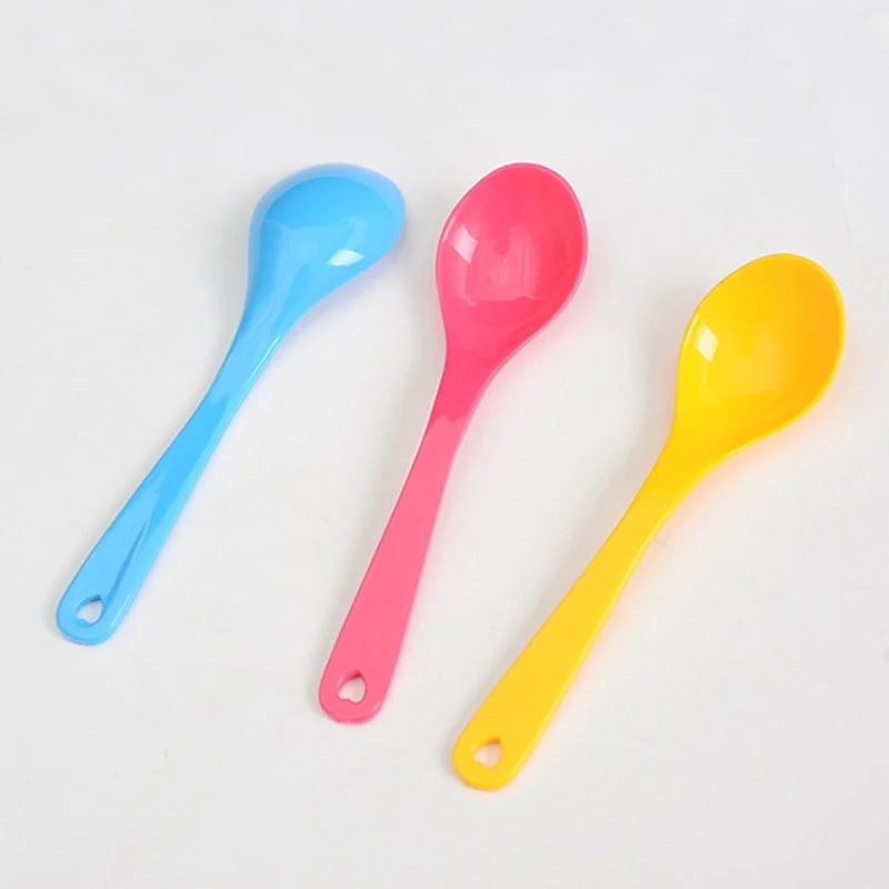 HOT 12 Pcs/lot High quality Baby Toddler Feeding Spoon Safe Plastic