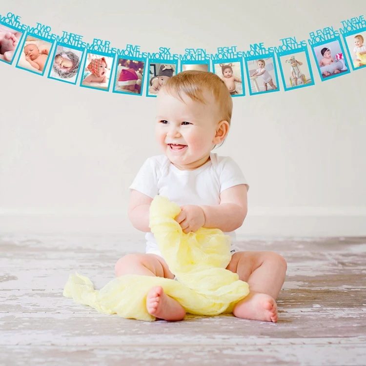 FENGRISE Baby 1st Birthday баннер Золотая бумага фоторамка детский душ мальчик девочка юбилей Декор первый день рождения фоторамка