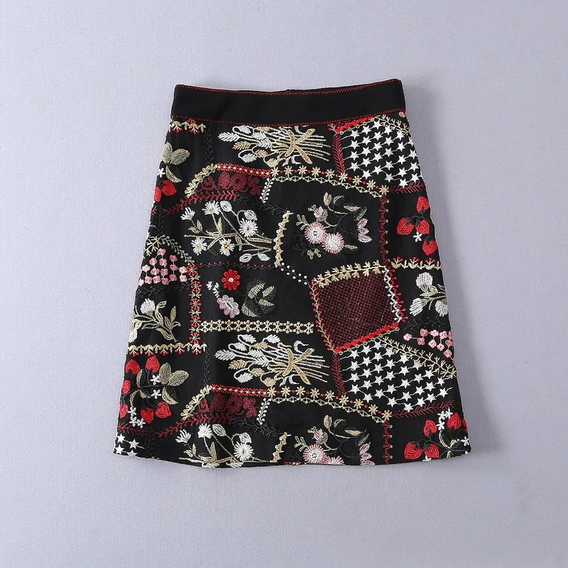 2019 Femmes Printemps Paquet Lourd Jupes Style Américain Noir Et Broderie Nouveau De Européen Mode Fesses npxYIX1wqS