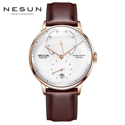 Роскошные Брендовые Часы для мужчин Nesun автоматические механические мужские часы сапфир relogio masculino из натуральной кожи ремешок часы N9603-2 - Цвет: Item 4