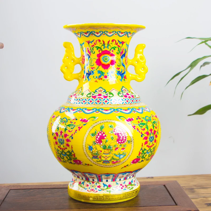 Старинная эмалированная китайская керамическая Цветочная ваза Jingdezhen фарфоровые