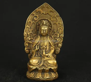 

CHINESE OLD BRONZE COLLECTABLE HANDWORK CARVED KWAN-YIN STATUE ORNAMENTS