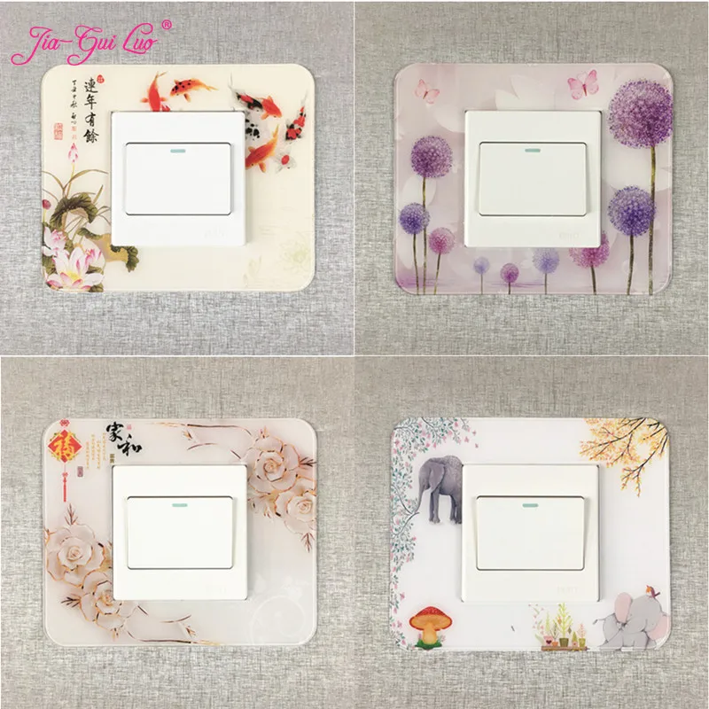 

JIA-GUI LUO Acrylic Switch Panel Sticker Decorative Switch Protective Cover Pattern Style Simple Socket Decoration L011