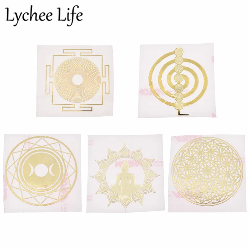 

90mm DIY Geometry Pattern Sticker Copper Scrap Energy Tower Material Stickers For Window Wall Modern Home Tile Decor