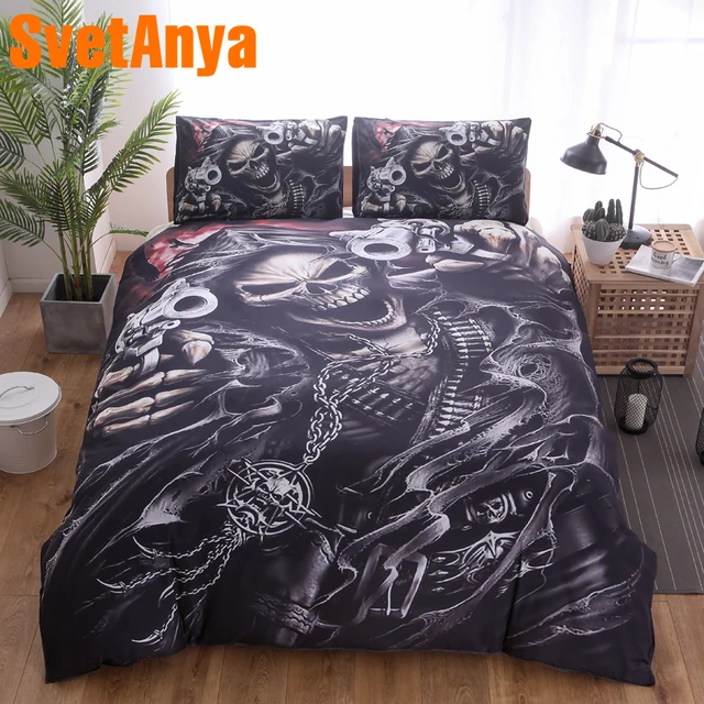 Svetanya Pillowcase Duvet Cover 3pc Bedding Set No Sheet Warrior Skull Unique Bed Multi Size Bedlinen In Sets From Home Garden On