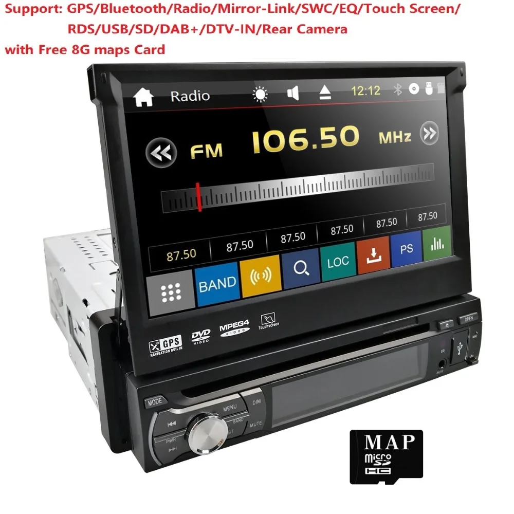 1 Din Car DVD GPS Navigation player for universal car Radio Music