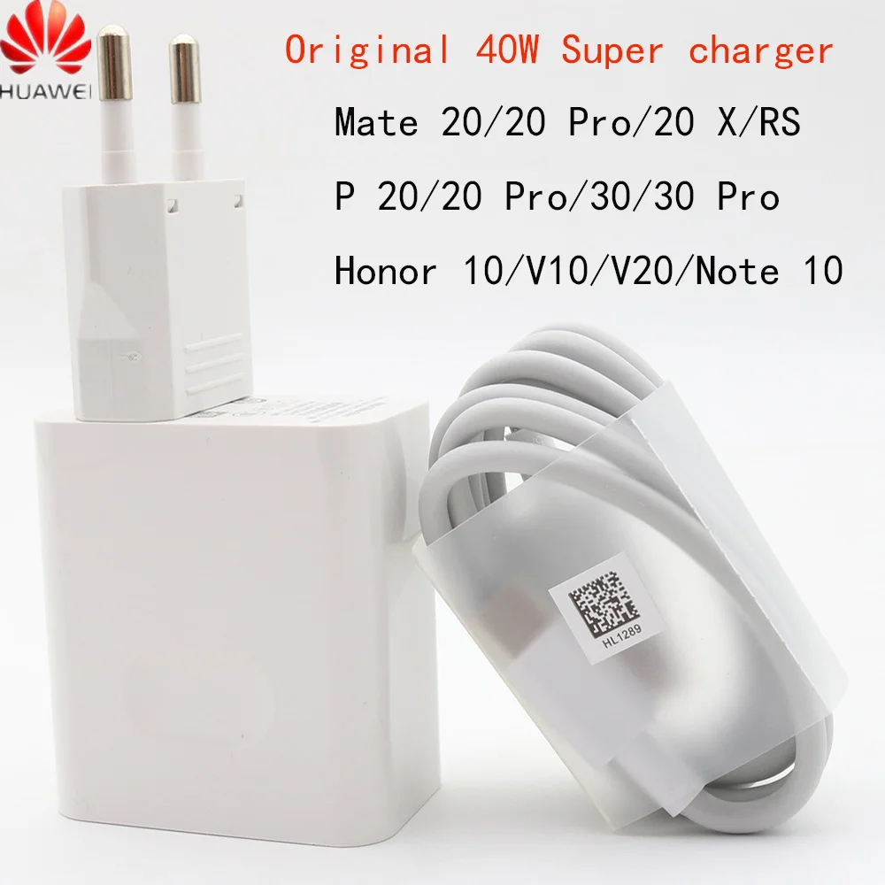 

Original Huawei Supercharge charger Mate 9 10 20 pro RS P20 P30 pro super charging 10V 4A 40W Adapter Honor 10 Magic 2 view 20