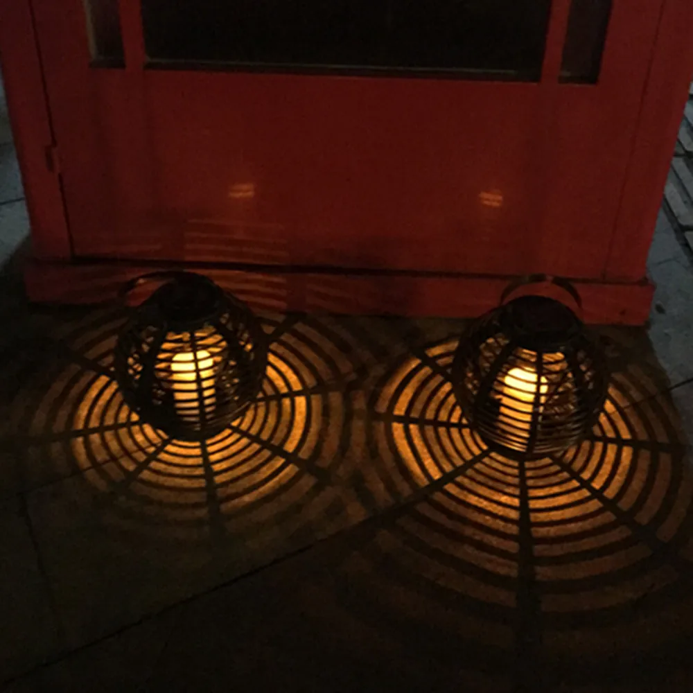 Movido a Energia Lanterna da Vela com Cintilação Rattan ao ar Luzes do Jardim Ip65 à Prova Água Solar Levou Led Âmbar Lâmpada Livre Decorativo Vnl d' 8 Lâmpadas solares