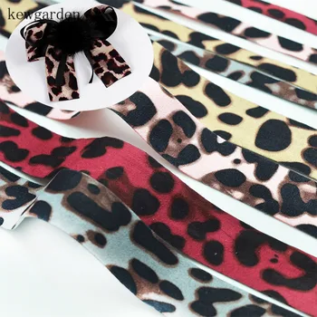 

Kewgarden Leopard Pattern Suede Fabric Layering Cloth Ribbons 1" 3/8" DIY Bowknot Satin Ribbon Handmade Tape Accessories 5Meters
