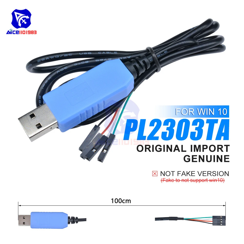 

PL2303TA 1M Download Cable USB to 3.3V TTL 5V VCC Serial Cable Debug Console Cable for Adruino Respberry Pi Win10/Mac OS X/Linux