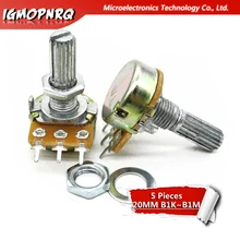5 шт. WH148 3PIN 20 мм один с изображением куплета потенциометр с мелким углём B1K B2K B5K B10K B20K B50K B100K B250K B500K B1M 1 K, 2K 5K 10K 100K