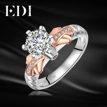 EDI Luxury 1ct Moissanite Diamond 14k 585 Rose White Gold Ring For Women Ruby Engagement Rings Fine Jewelry Christmas Gifts