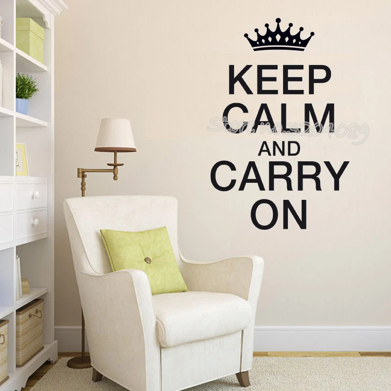 Настенная Наклейка с надписью Keep Calm and Carry On вдохновляющая цитата виниловая