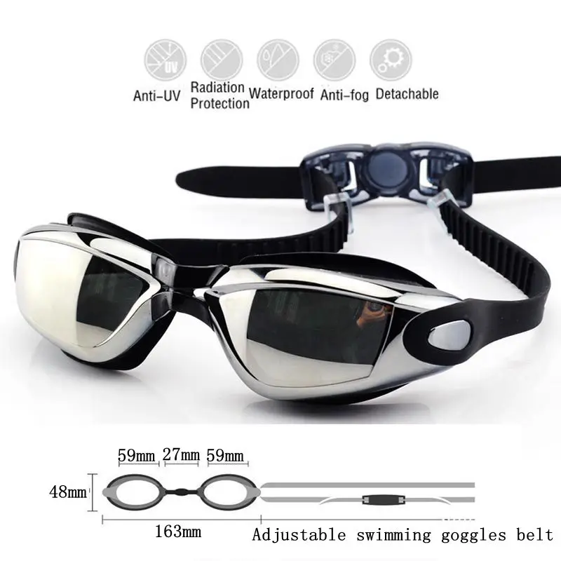 نظارات السباحة المهنية نظارات السباحة قصر النظر نظارات مختلفة قابل للتعديل تصفح حملق نظارات الكبار للماء