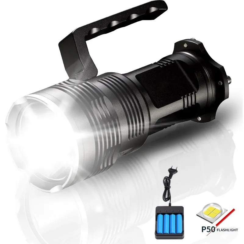 

20000 Lumens Powerful XHP50 LED Tactical Flashlight lanterna Torcia 4 x 18650 Rechargeable Direct charging Torch for Camping