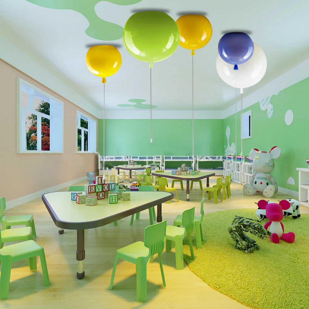 Cena Lampa do pokoju dziecięcego balon wisiorek światła Dia 25cm 6 kolory akrylowe oprawa home deco sypialnia E27 energooszczędne lampy Dropship
