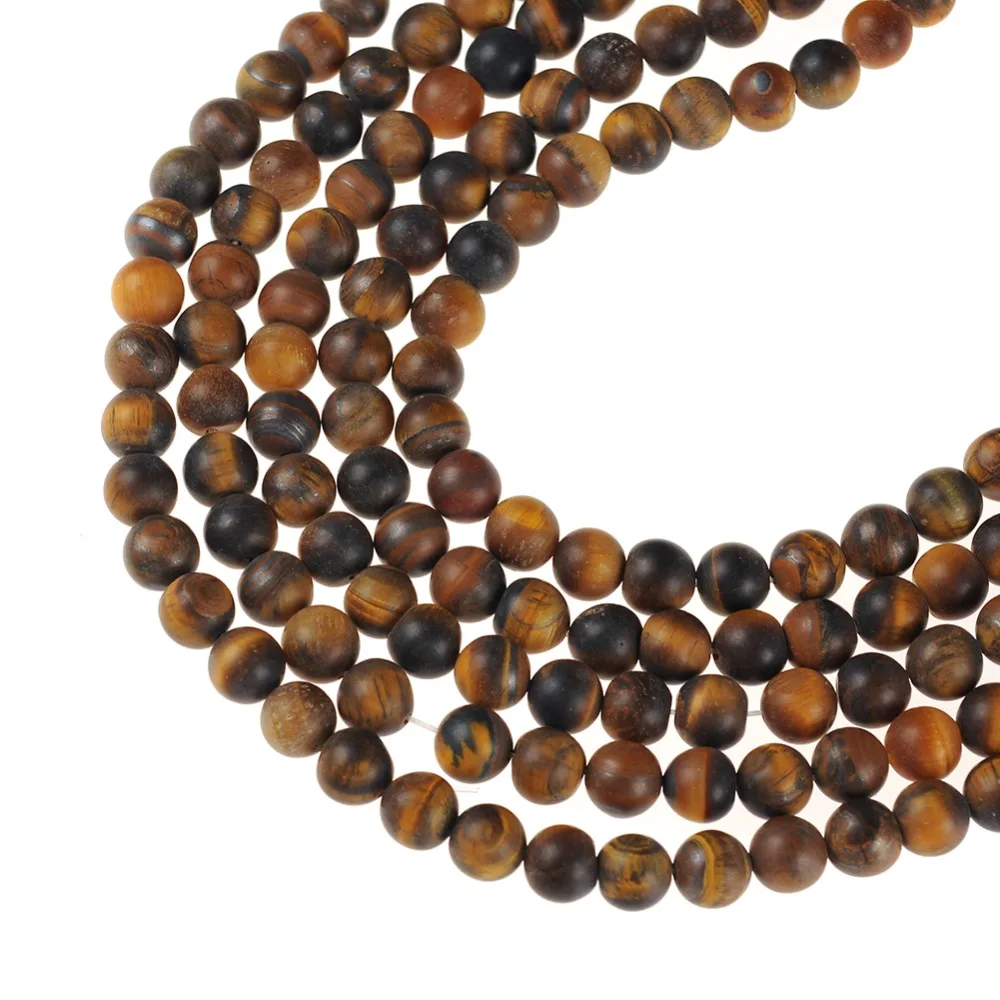 

4/6/8/10/12MM Natural Stone matte Brown Tiger Eye Agates frosted bead Round Loose beads for jewelry making bracelet DIY