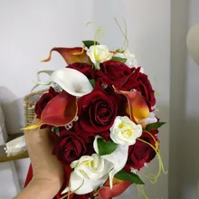Свадебные искусственные цветы украшения красный и белый свадебный букет ручной работы искусственный цветок «Роза» buque casamento