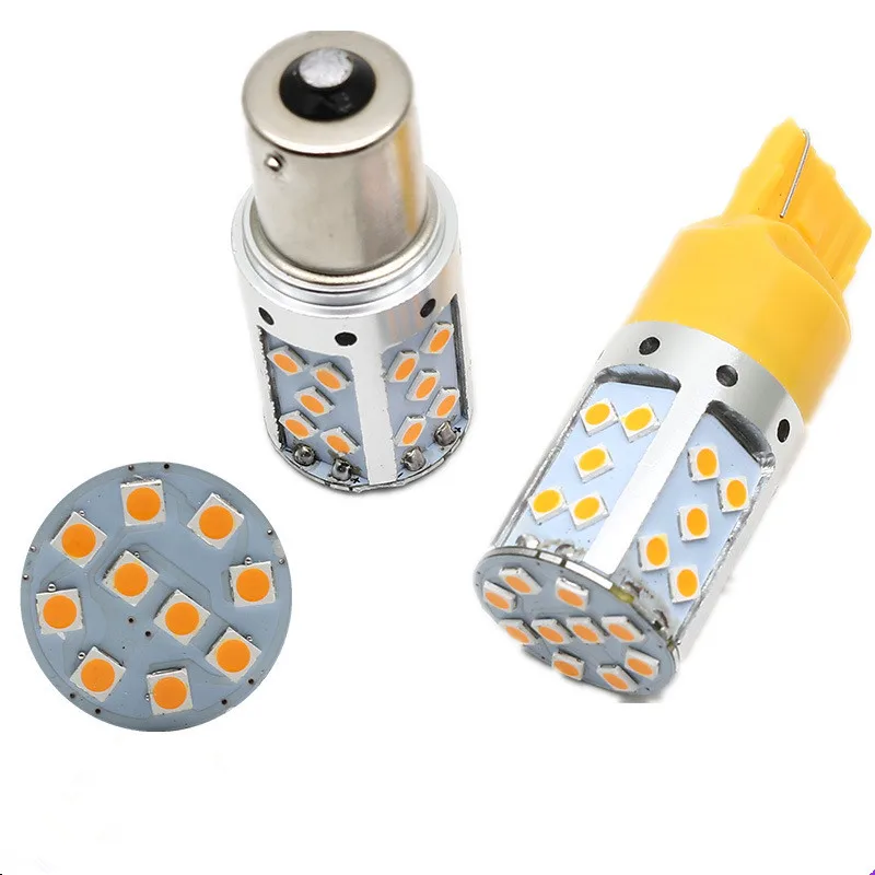 

2PCS Car 1156 LED No Hyper Flash Amber Yellow 3030 LED 7506 P21W BA15S LED Bulbs For car Turn Signal Lights ,Canbus Error Free
