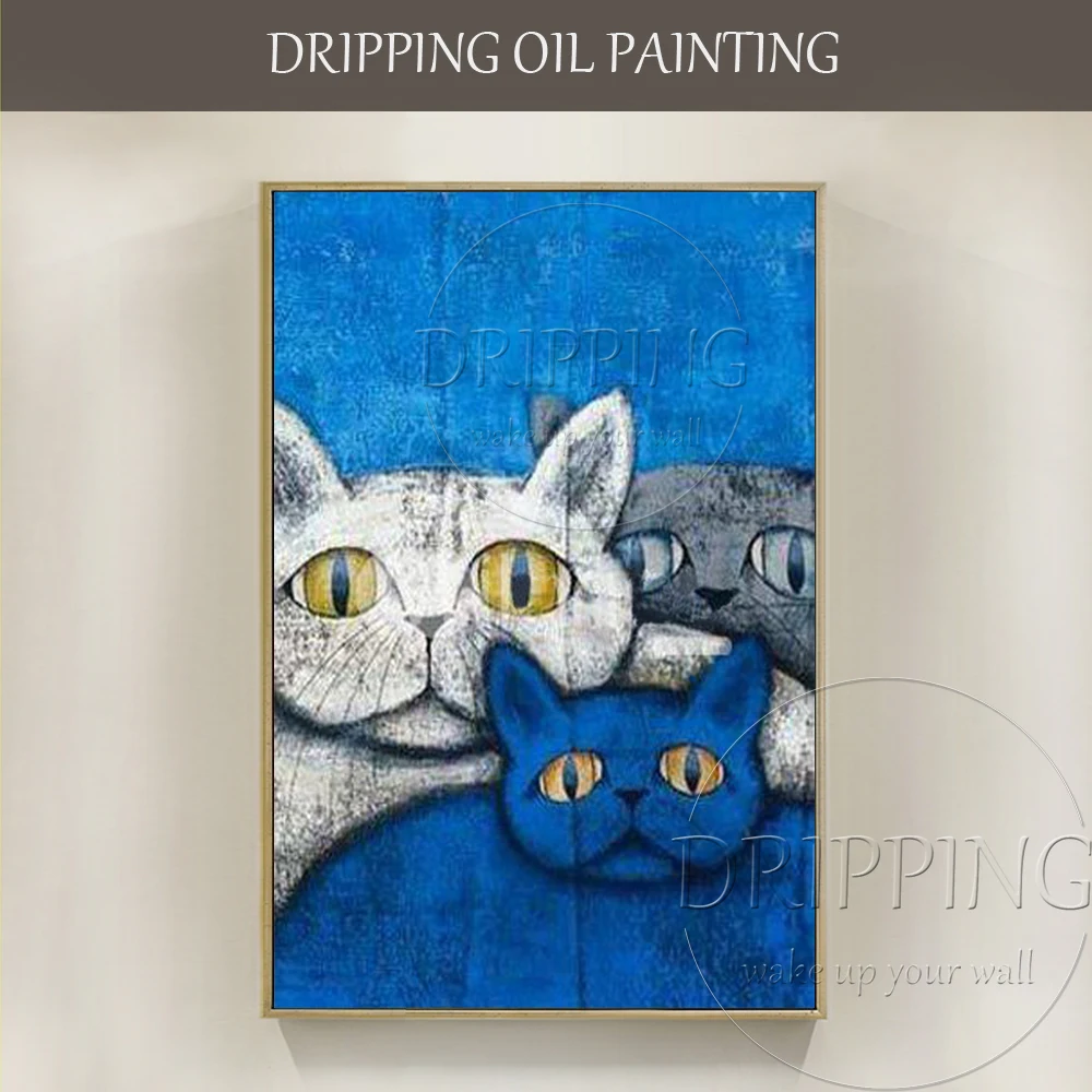 preço Wall Pintura Decoração Arte Engraçado Gordura Gatos Pintura A Óleo Hand painted Pintura A Óleo Moderna Da Parede Pintura Animal Engraçado Gato para a Decoração