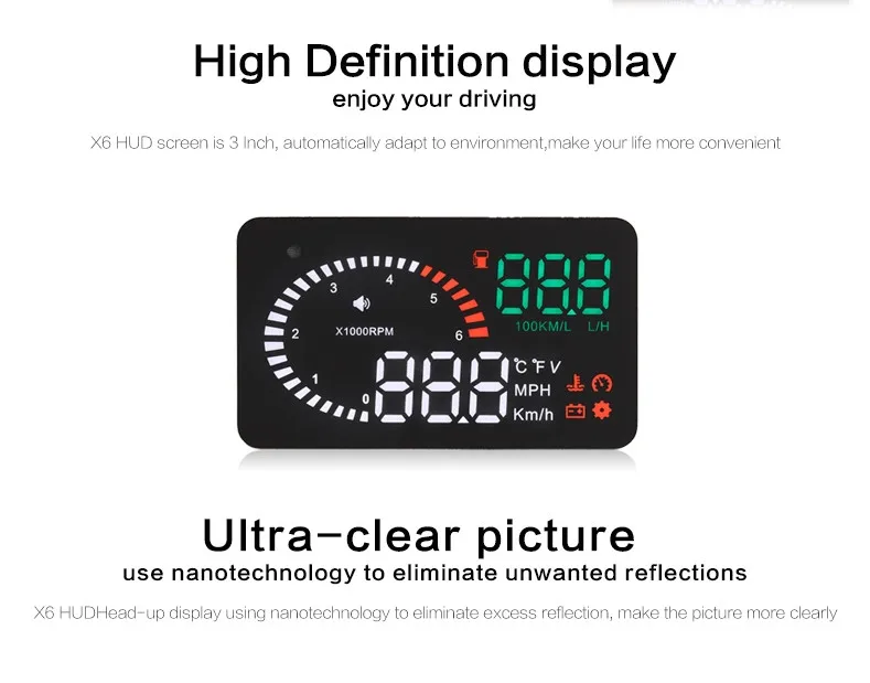 XYCING X6 автомобиля HUD проектор автомобильный коллиматорный Дисплей 3 дюймов лобовое стекло проектор OBD2 автомобильный проектор скорости для фиксации данных при вождении, Автомобильная сигнализация Системы