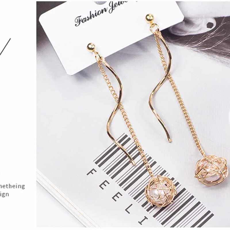 

JIOFREE Korean Star Fashion long Imitation Pearl Tassel Clip on Earrings Without Piercing for Women Wholesale Jewelry Earrings