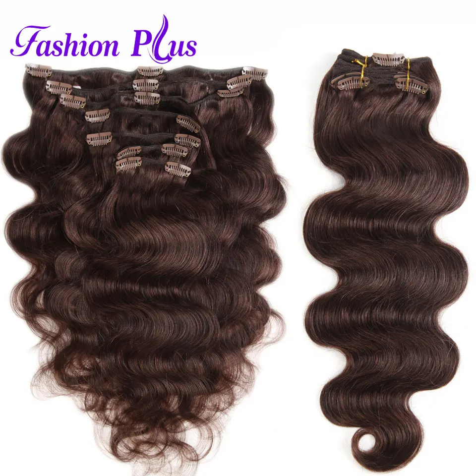 

Fashion Plus Clip in Human Hair Extensions In Clip Machine Made Remy Clip In Hair Extensions Full Head Body Wave 7Pcs/Set 120g