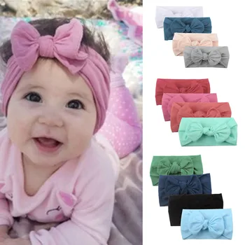 

High Quality Girls Baby Toddler Turban Solid Headband Hair Band Bow 4PCS Accessories Headwear Baby Hair accessories New sale
