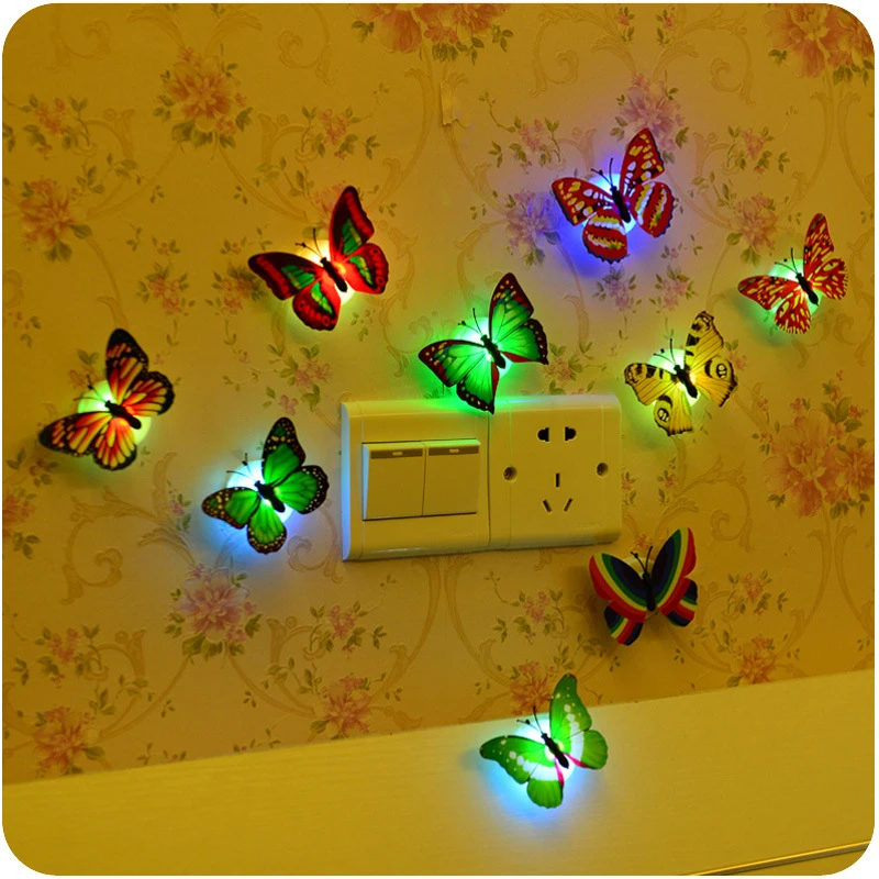 

TTLIFE 1PCS Lovely Creative Color Changing ABS Butterfly LED Night Lights Lamp Beautiful Home Decorative Wall Nightlights Random