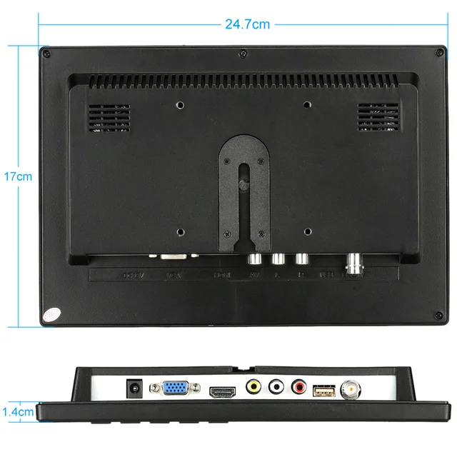 10.1” HD 1280*800 LED IPS Monitor HDMI 1080P/1080i VGA 1280*800 Video Input Built-in Speaker U disk for CCTV Security System