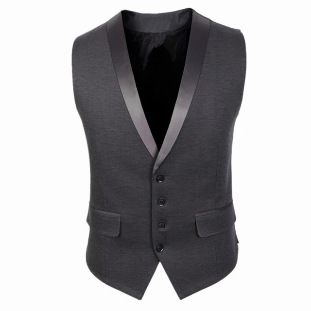 2016 New Arrivals Dress Vests For Men Black Gray Slim Fit Mens Sleeveless Gilet V Collar Male