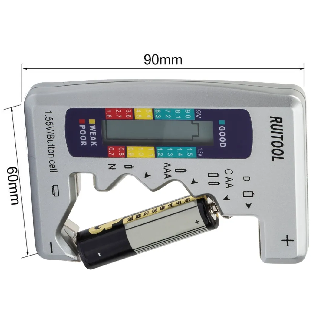 Мини цифровой тестер емкости батареи C/D/9 V/AA/AAA/1,5 V литиевая Бытовая батарея источник питания измерительный прибор