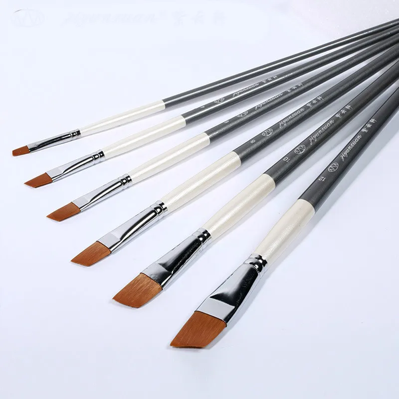 Kopen 6 stks set Wezel Haar Gouache Penselen Ronde Tip Haar Gemengd met Nylon Haar Schilderij Borstel Set Art Supplies verf