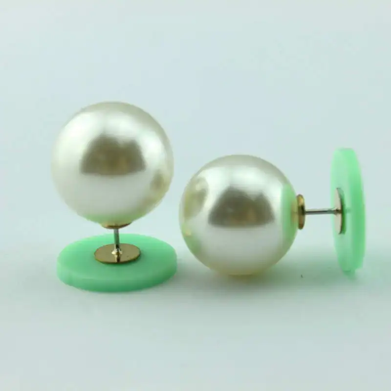 Round Acrylic Monogram Pearl Stud Earrings 2017 Women New Clover Round Acrylic Monogram Pearl Stud Earrings 2017 Women New Clover Blank Personalized Double Side Jewelry Hot In From Accessories
