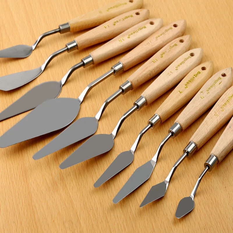 

Oil painting palette knife red beech handle single 20 optional scraper oil painting and clay plastic art supplies