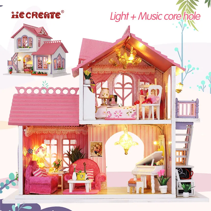 Hot Sale DIY Doll House Wooden Miniatura dollhouse Miniature Doll House With Furniture Kit Villa Toys for children girl Hot Sale DIY Doll House Wooden Miniatura dollhouse Miniature Doll House With Furniture Kit Villa Toys for children girl