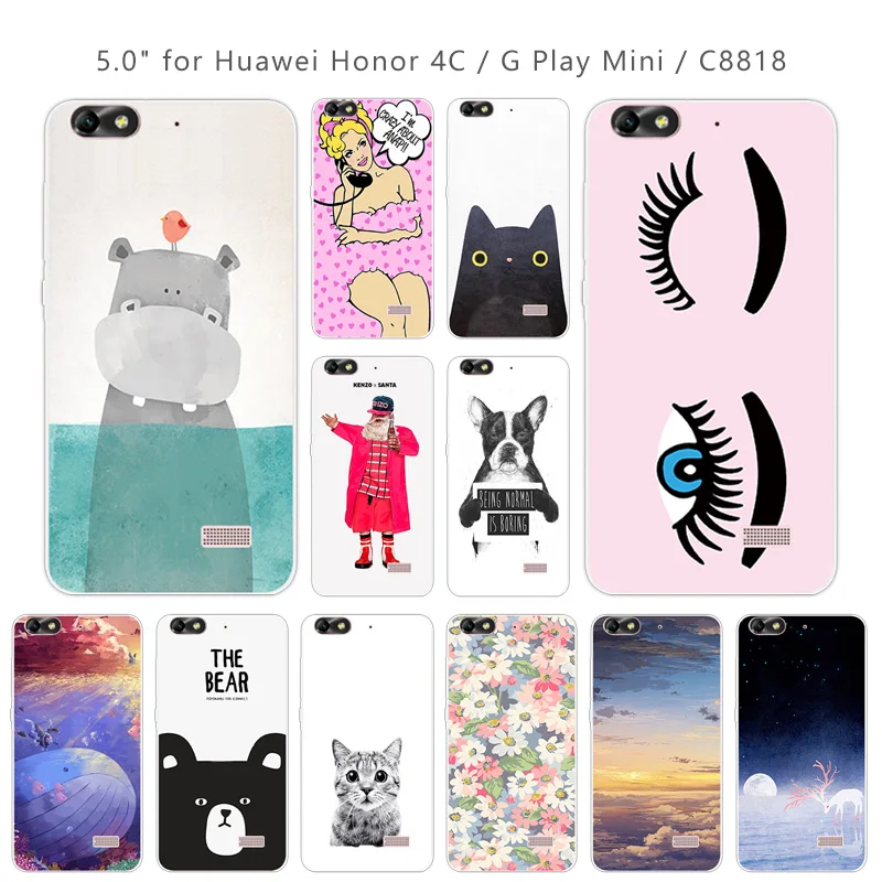 Чехол для Huawei Honor 4C/G Play Mini мягкий силиконовый чехол 4C с полным черепом прозрачный