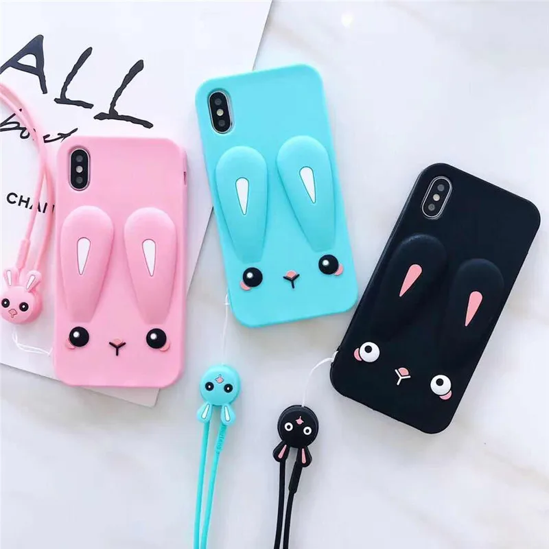 

3D Cute Rabbit Cases For Huawei P Smart Honor 7C Pro Y7 Prime 2018 Enjoy 7S Cover Soft Silicone Case Coque Fundas