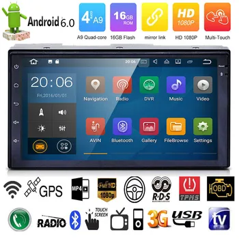 

Android 6.0 7" Double 2Din Car Radio Stereo MP5 Player GPS Nav OBD BT 3G WiFi FM + Camera