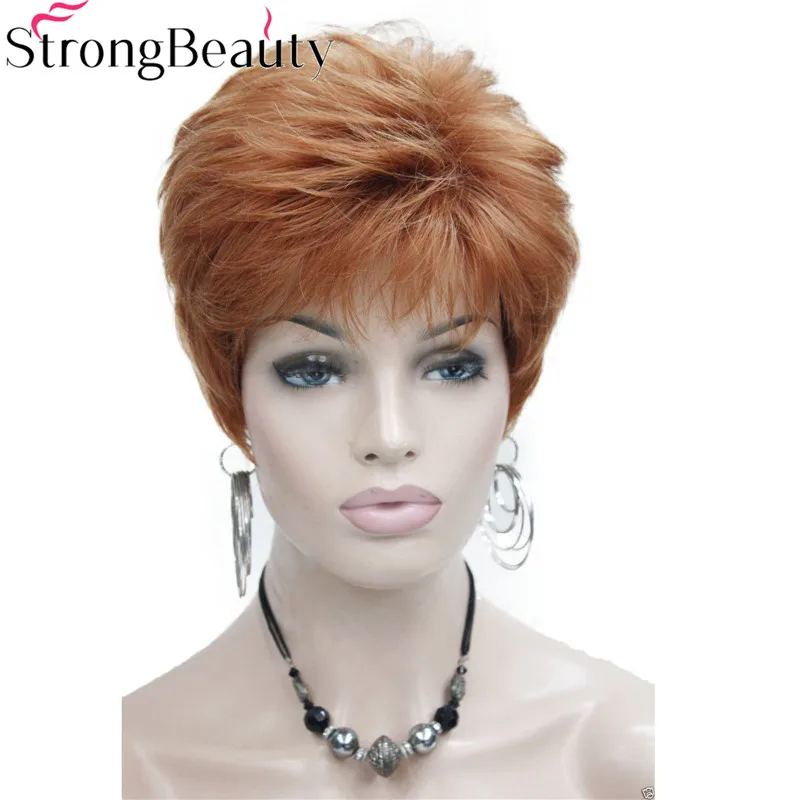 StrongBeauty короткие прямые синтетические красные оранжевые коричневые светлые парики высокие термостойкие полный парик много цветов на выбор