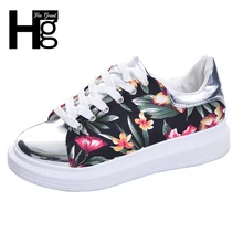 HEE GRAND/Коллекция, модные женские демисезонные ботинки на платформе для визуального увеличения роста, со шнуровкой, с тканевым верхом с ярким цветочным рисунком и блестящими вставками, XWF309