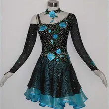 Бальное платье для спортивных танцев, латинское платье для выступлений, латинский костюм L-0007