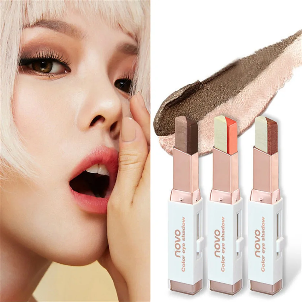 

Two Tone Gradient Velvet Korean Style Eye Makeup Cream Shadow Stick Sleek Waterproof Shimmer Metallic Eyeshadow Pencil