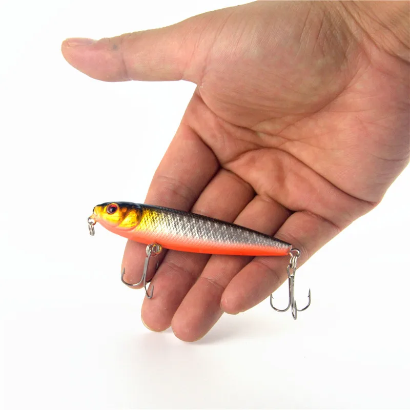 

1pcs 9g 8cm 3D Eyes Pencil Lure Topwater Dog Pike Fishing Lures Saltwater Minnow vivid swimming
