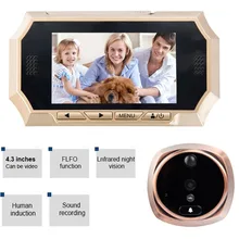 4," цифровой дверной глазок Дверь глаз дверной звонок ИК камера для слежки за домашней безопасностью