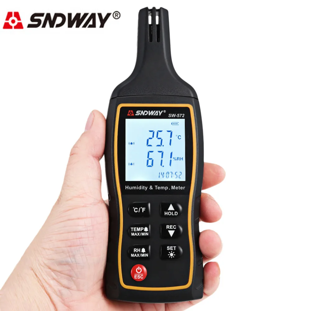 

SNDWAY Digital LCD Thermometer Hygrometer Indoor Temperature Humidity Meter Monitor Sensor Weather Station data hold Alarm Clock